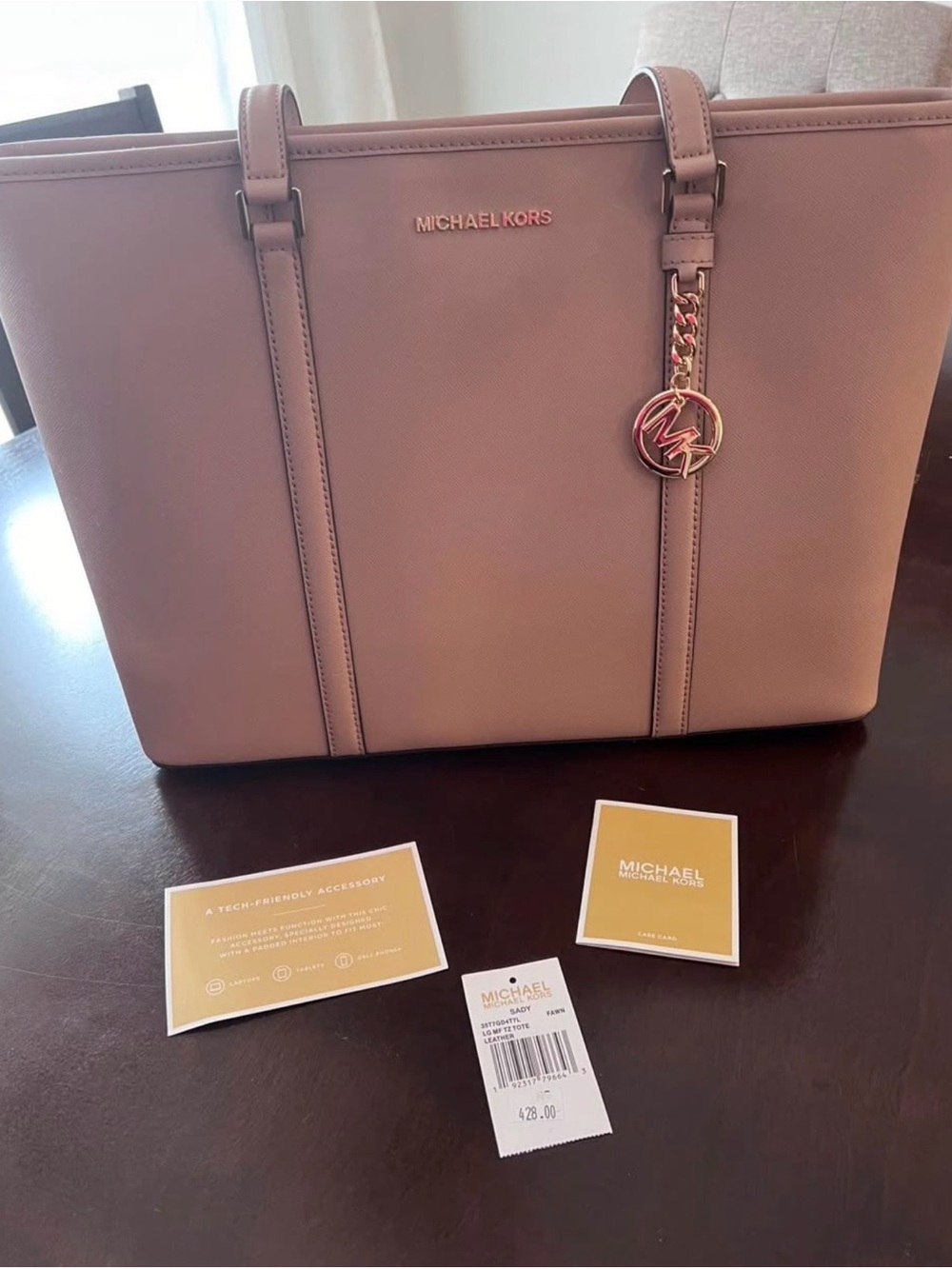 Michael Kors Dusty Rose Saffiano Leather Tote
